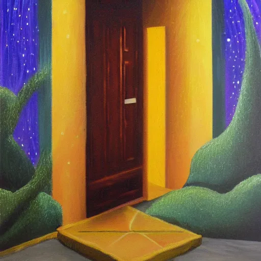 Image similar to a doorway to another universe, oil painting