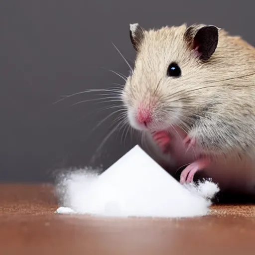 Image similar to hamster snorting white powder