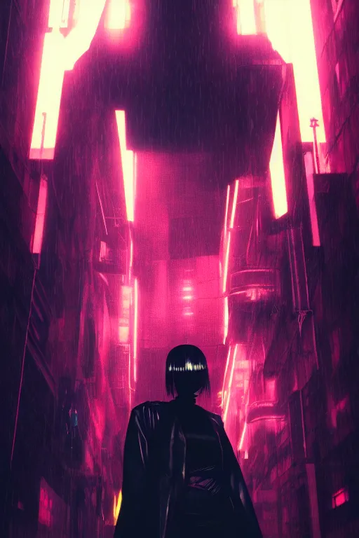 Image similar to high fashion poster clothing design photographic, majiec kuciara, cyberpunk blade runner, volumetric light, floodlight, ambient, street, dark, neon lights, artstation, high contrast, 4 k detailed