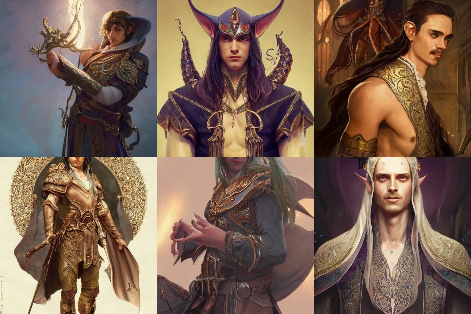 Prompt: high elf noble man with fancy clothes and squid tattoos, soft face with long hair, squid motifs, D&D, fantasy, intricate, cinematic lighting, highly detailed, digital painting, artstation, concept art, smooth, sharp focus, illustration, art by Artgerm and Greg Rutkowski and Alphonse Mucha