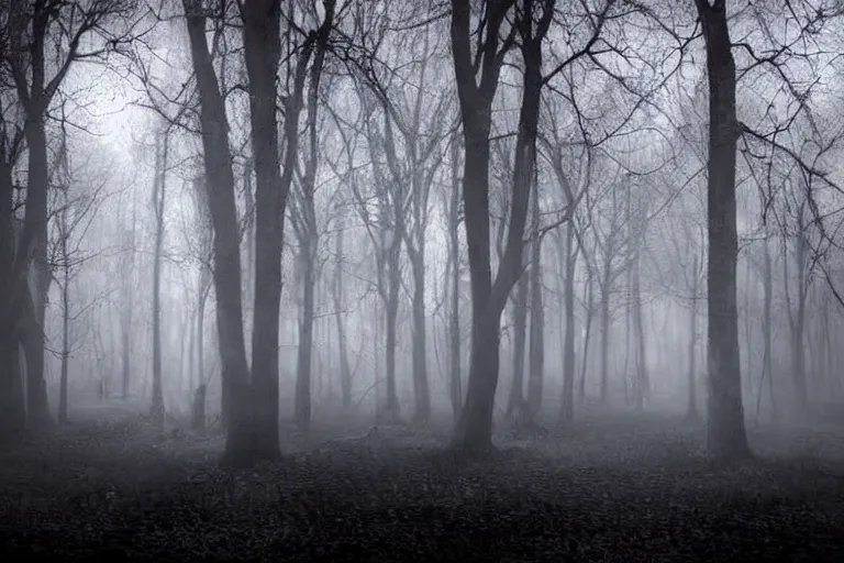 Image similar to dark and spooky haunted woods graveyard. atmospheric, oil painting on canvas. fairytale setting, cinematic lighting. dramatic framing. volumetric lighting. romanticism