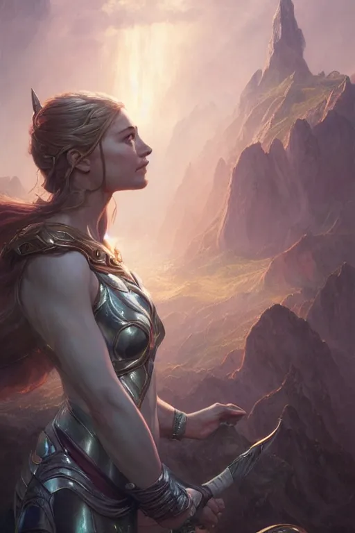 Prompt: goddess of the asgard, highly detailed, digital painting, artstation, concept art, smooth, sharp focus, illustration, unreal engine 5, 8 k, art by artgerm and greg rutkowski and edgar maxence