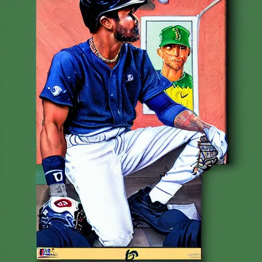 Image similar to Fernando Tatis Jr In the artstyle of Norman Rockwell