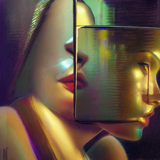 Image similar to detailed face of a woman clothed wrapped in textiles, lush, opulent, fauna, utopian, tech noir, wet reflections, prism, atmospheric, ambient, pj crook, syd mead, livia prima, artgerm, greg rutkowski, nick alm, casey baugh