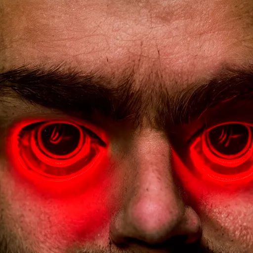 Image similar to a man with red glowing eyes