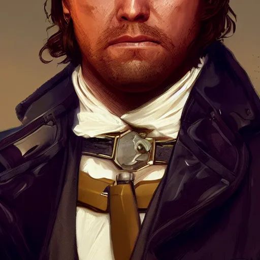 Image similar to [Paul Revere as GTA character, closeup, intricate, elegant, highly detailed, digital painting, artstation, concept art, matte, sharp focus, illustration, art by Artgerm and Greg Rutkowski and Alphonse Mucha]