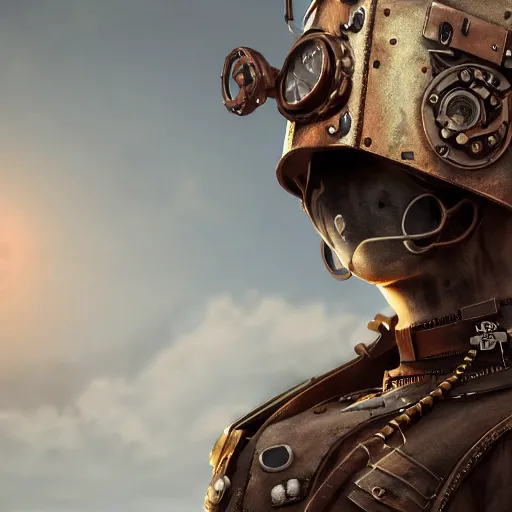 Image similar to a Warrior rabit art nuveau, steampunk, symmetry, full frame, cinematic light , unreal engine,