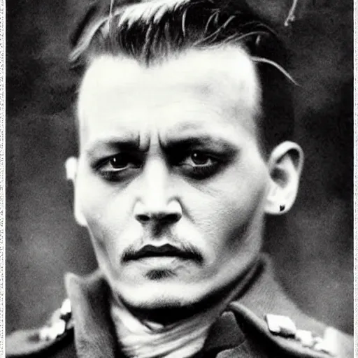 Prompt: johnny depp as a world war 1 soldier, photograph - - n 9
