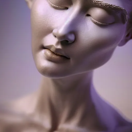 Prompt: beautiful sculpture of the beautiful angel with flawless complexion. dontcha just love it? rendered in octane render, photorealistic, smooth, sharp focus, pastel, artstation, concept art, superbly crafted. the creation is one of the best in my opinion! i dreamt it by looking at this picture