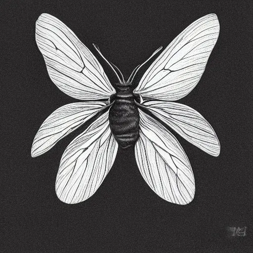 Image similar to moth, black and white, botanical illustration