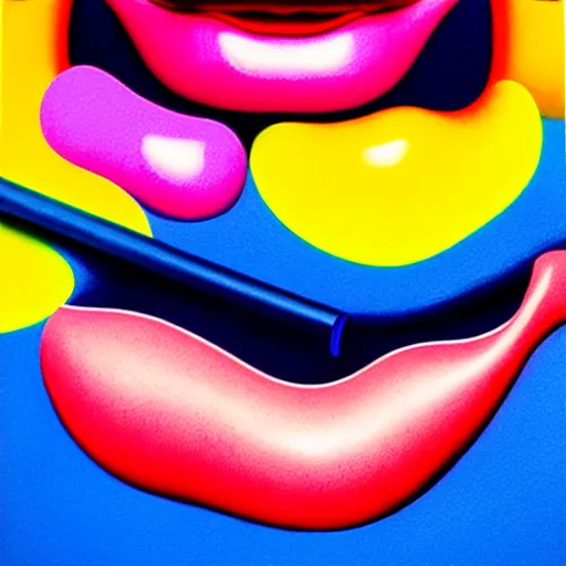 Prompt: lips plastic straw by shusei nagaoka, kaws, david rudnick, airbrush on canvas, pastell colours, cell shaded, highly detailed, intricate background, complex 3 d render, masterpiece