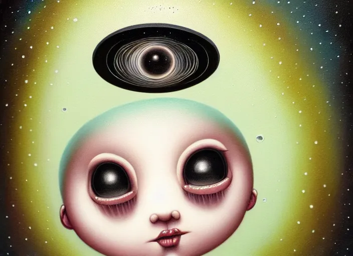 Image similar to a universe contained in a single drop of water, an ultrafine detailed painting by mark ryden, trending on deviantart, pop surrealism, whimsical, lowbrow, grotesque