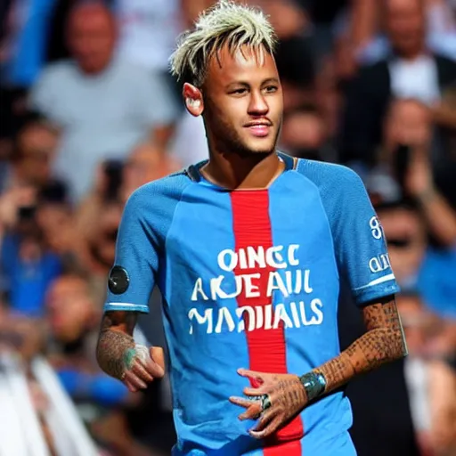 Image similar to Neymar supporting Olympique de Marseille with their ultras