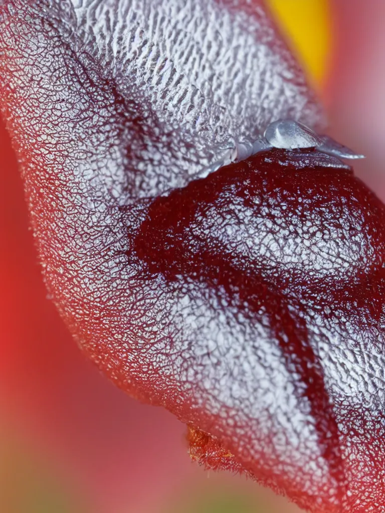 Prompt: complementary color scheme. close - up shot of a beautiful white beetle. insect eyes. by kechun zhang. studio photography high quality highly detailed award winning photograph by national geographic. soft volumetric light, smooth gradient. red and yellow accents.