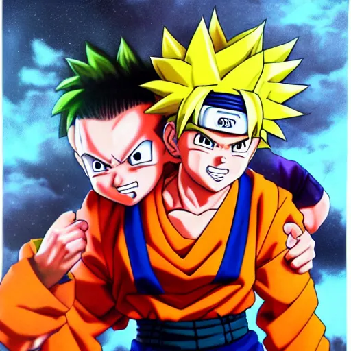 Prompt: ultra realistic portrait painting of a fusion of naruto and gohan art by akira toriyama, 4 k, dragon ball artstyle, cel shaded, highly detailed, epic lighting, full body