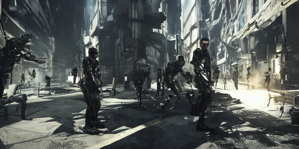 Image similar to deus ex mankind divided, video game cutscene, unreal engine 5, render, ray tracing