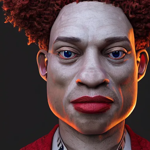 Prompt: trippie red,, a character portrait by senior character artist, trending on polycount, dada, rendered in cinema 4 d, rendered in unreal engine, rendered in maya,