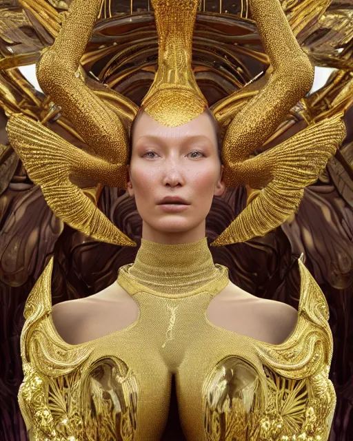 Image similar to a highly detailed metahuman 4 k close up render of an alien goddess bella hadid monument renaissance in iris van herpen dress schiaparelli in diamonds crystals swarovski and jewelry iridescent in style of alphonse mucha gustav klimt trending on artstation made in unreal engine 4