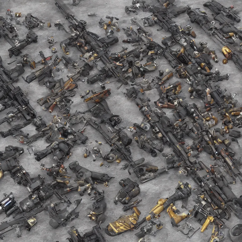 Prompt: kaleidoscope of machine guns, shotguns, rifles, revolvers, bullets, ultra-realistic, intricate details, 4k