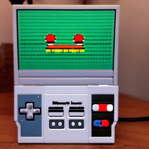 Image similar to a lamp playing Mario on the nes