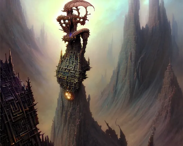 Image similar to the stronghold of good, fantasy character portrait made of fractals facing each other, ultra realistic, wide angle, intricate details, the fifth element artifacts, highly detailed by peter mohrbacher, hajime sorayama, wayne barlowe, boris vallejo, aaron horkey, gaston bussiere, craig mullins