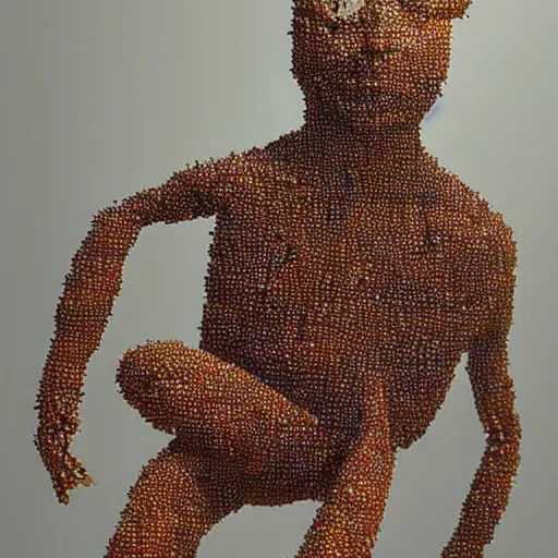 Prompt: a person made out of one million ants.