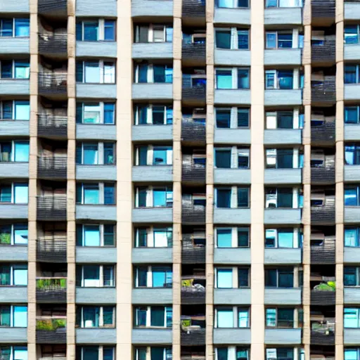 Prompt: photograph of surreal apartment building with many windows