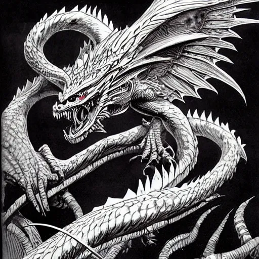 Prompt: legendary chimera phoenix dragon by bernie wrightson