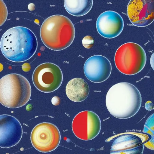 Prompt: solar system as a group of marbles over the carpet of the universe, a joyful marble game, childhood, dream, colorful