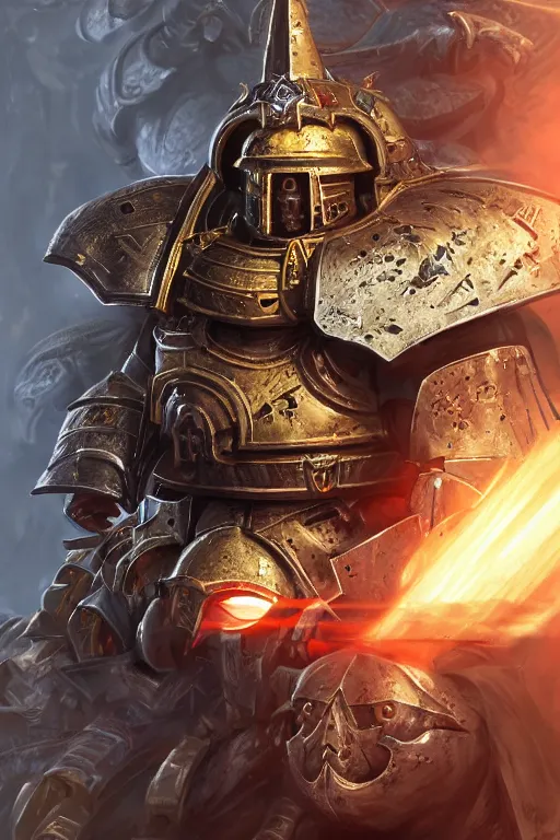 Image similar to armor portrait heros warhammer 4 0 k horus heresy fanart - the primarchs emperor by johannes helgeson animated with vfx concept artist & illustrator global illumination ray tracing hdr fanart arstation zbrush central hardmesh 8 k octane renderer comics stylized