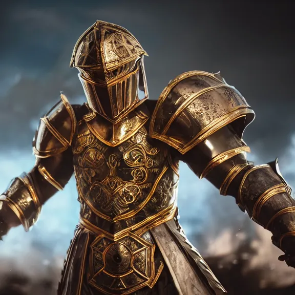 Image similar to magical roman armor, splash art, movie still, cinematic lighting, dramatic, octane render, long lens, shallow depth of field, bokeh, anamorphic lens flare, 8k, hyper detailed, 35mm film grain