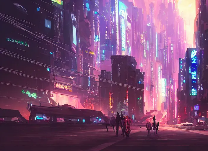 Prompt: meteorite hitting a cyberpunk city at night by wlop, key visual, high detail, digital art