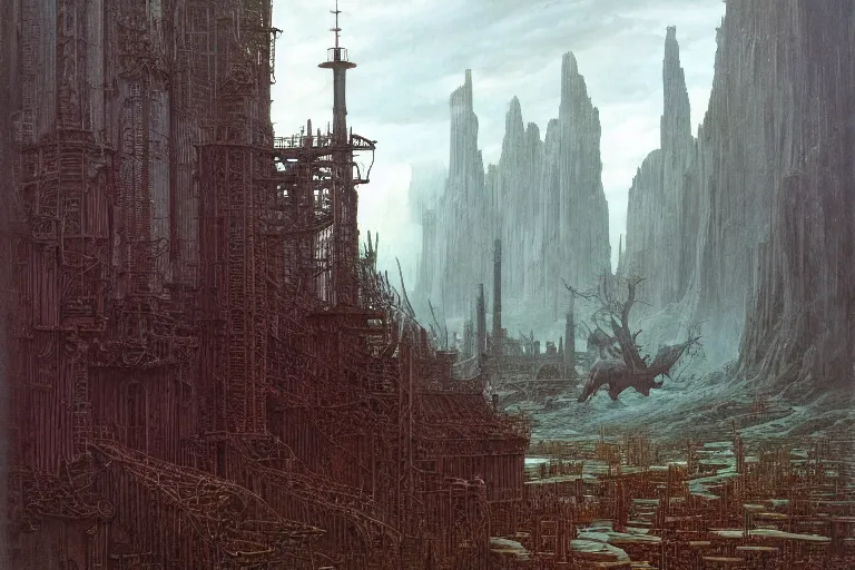 Prompt: intricate, 3 d, steel mill, style by caspar david friedrich and wayne barlowe and ted nasmith.