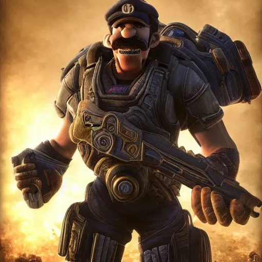 Image similar to Waluigi in Gears of War