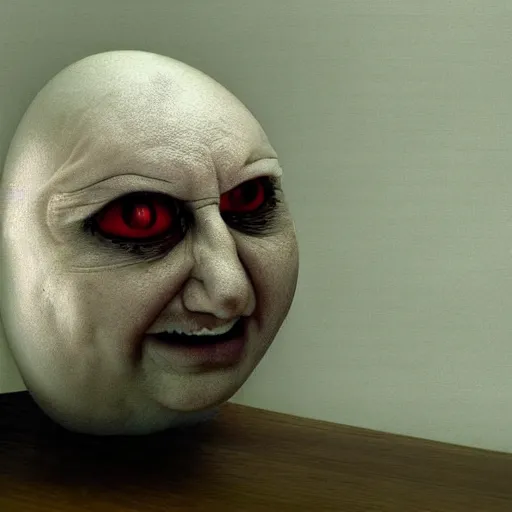 Image similar to humpty dumpty photo realistic, uncanny horror, scary