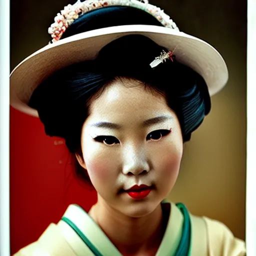 Image similar to portrait of a beautiful geisha, photograph by steve mccurry