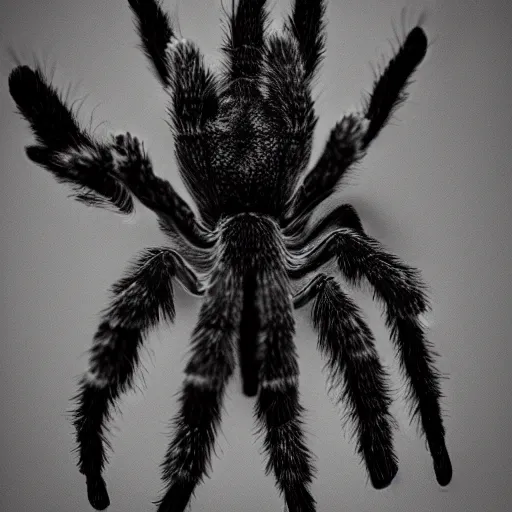 Image similar to kanye is a giant tarantula black and white photo