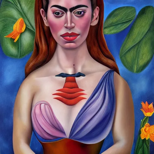 Prompt: Kaitlyn Michelle Siragusa, better known as Amouranth, full body portrait, by Frida Kahlo, HD, artbreeder face