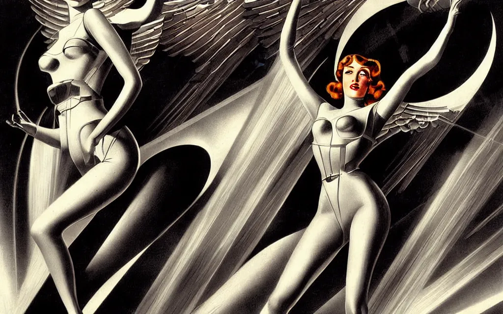 Image similar to futurist cybernetic angel, future perfect, award winning digital art by enoch bolles