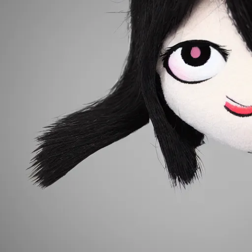 Prompt: cute fumo plush of the girl who hides in the shadows of vagrants, black and white, shadow girl, vray