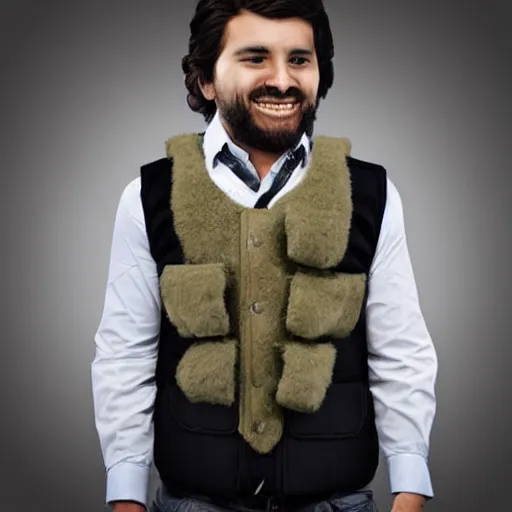 Image similar to Emotion support Cod in a animal vest, professional photo, instagram photo