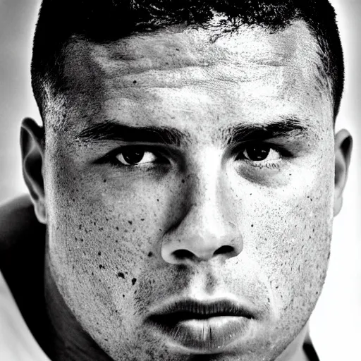 Image similar to real ronaldo nazario head and shoulders portrait photograph by mark mann