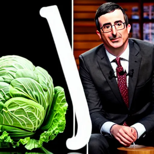 Image similar to john oliver and a cabbage are getting married