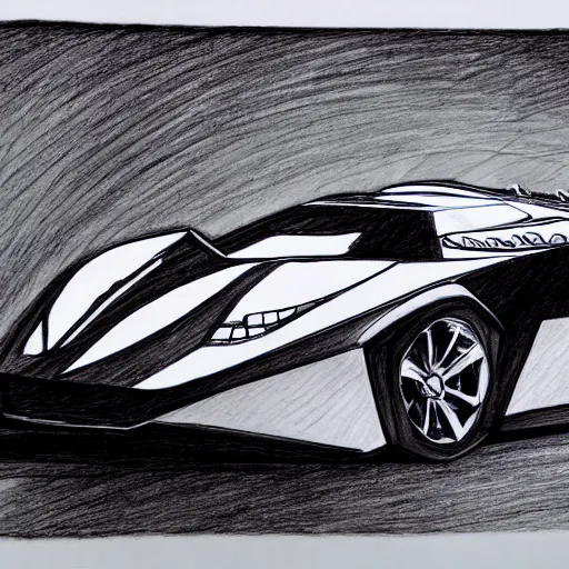 Image similar to ballpoint pen drawing of the batmobile