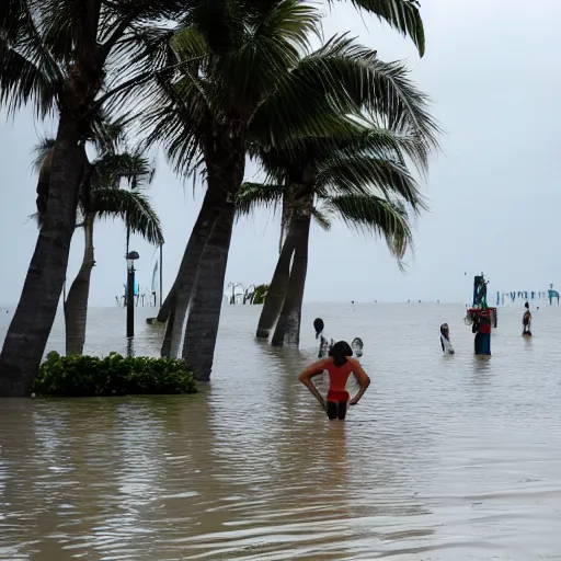 Image similar to an award - winning national geographic photograph of miami beach flooded after 1 0 0 years of rising sea level