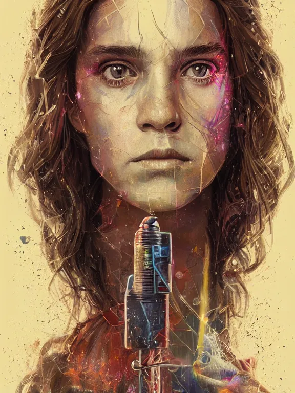 Prompt: art portrait of hermione granger ,8k,by tristan eaton,Stanley Artgermm,Tom Bagshaw,Greg Rutkowski,Carne Griffiths,trending on DeviantArt,face enhance,hyper detailed,minimalist,cybernetic, android, blade runner,full of colour,