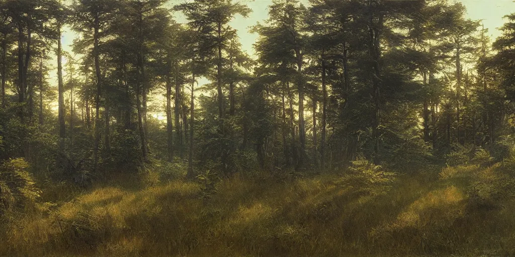 Prompt: Concept Art of cinematography of Terrence Malick film by Ivan Shishkin