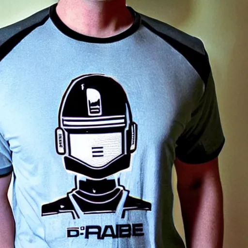 Image similar to robocop wearing d. a. r. e shirt