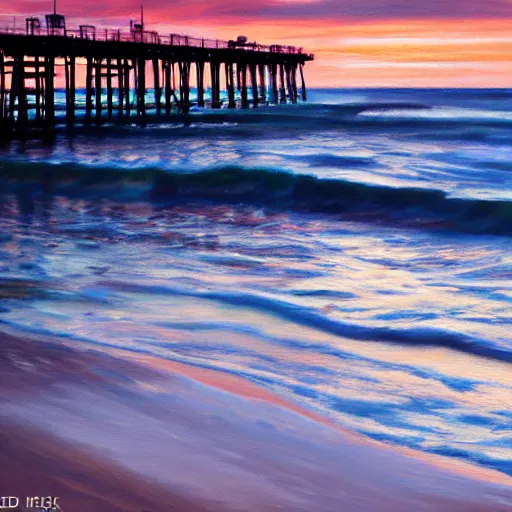 Prompt: Pacific Beach pier , by Krøyer, trending on artstation 4k, dramatic lighting, intense.