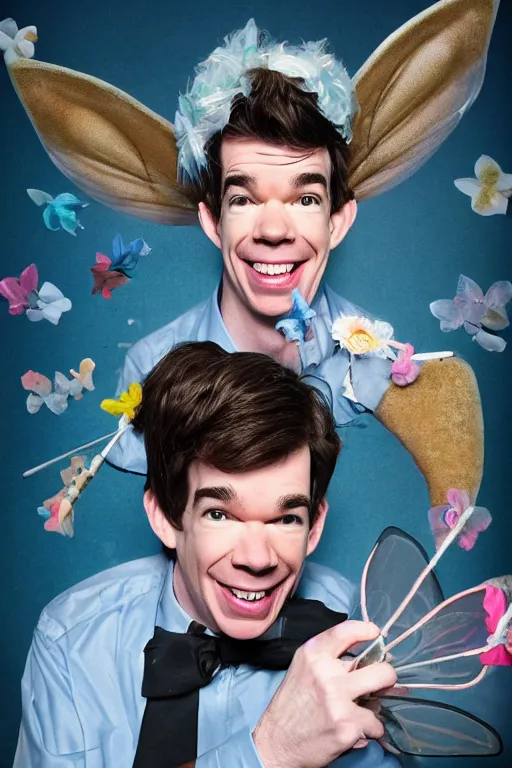 Prompt: john mulaney as the tooth fairy in smart car, ultra detailed fantasy, by andy park